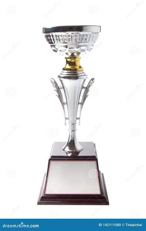 Silver Trophy Isolated On White Background Winning Awards Stock Photo