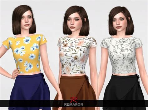Flower Shirt For Women 01 By Remaron At Tsr Sims 4 Updates