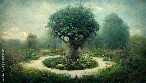 Garden Of Eden With The Tree Of Life Tree Of Knoledge Beautiful