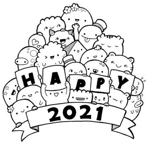 Coloriage Anti Stress Nouvel An 2021 Happy 2021 3