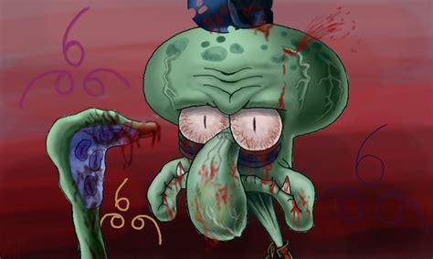 Colors Live Squidward Serious Face Horror Version By Skullina