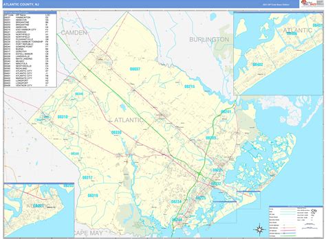 Atlantic County Nj Zip Code Wall Map Basic Style By Marketmaps Mapsales