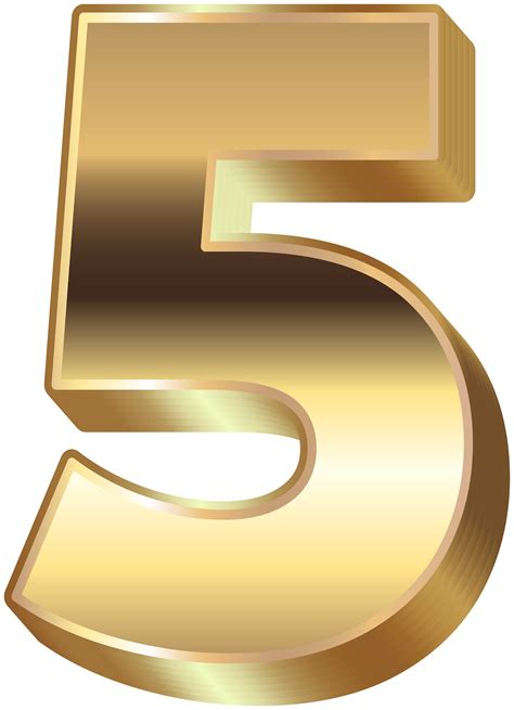 Number Five Gold Shining Png Clip Art Image Gallery Yopriceville Images