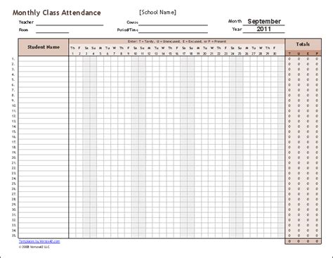 9 Monthly Attendance Sheet Templates Excel Templates