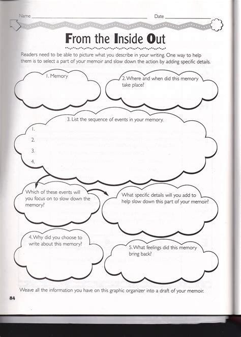 Writing Graphic Organizers Middle School Memoir