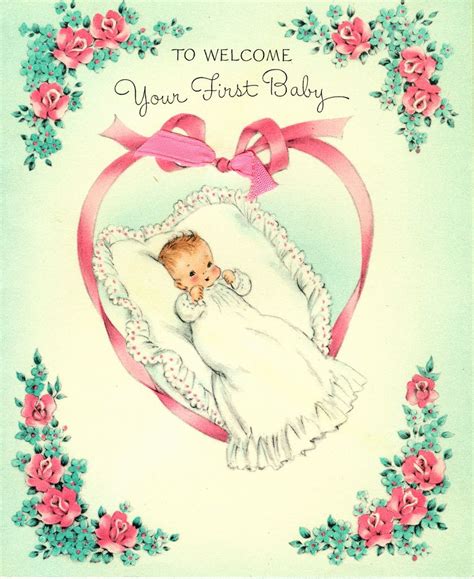 Vintage First Baby Card Baby Cards Vintage Greeting Cards Vintage Cards