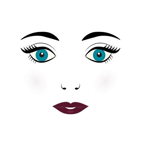 Cute Young Woman Face Vector Illustration Doll Face With Blue Eyes