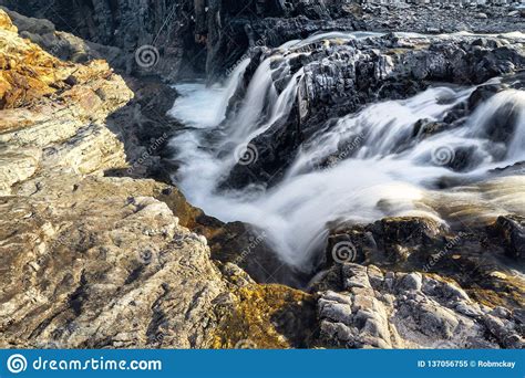 Fast Cold Runoff Waterfalls In The Rocky Mountains Stock Image Image
