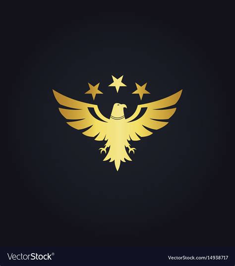 Gold Bird Eagle Star Logo Royalty Free Vector Image