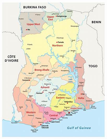 Ghana Regions Map Maps Capital Showing Political