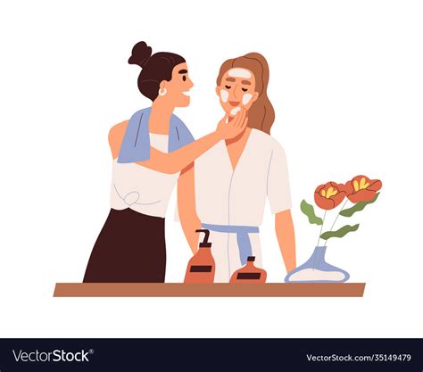 Lesbian Couple Standing In Bathroom Together Cute Vector Image