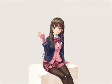 Desktop Wallpaper School Uniform Anime Girl Beautiful