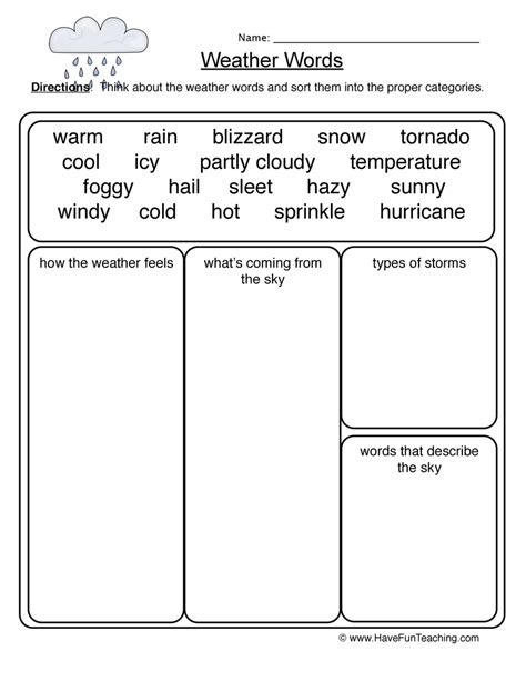 Weather Words Worksheet Free Worksheets