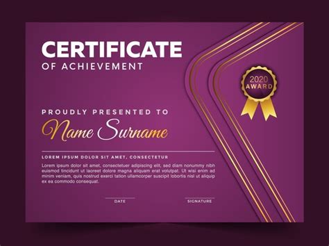 Plantilla De Certificado De Logros Vector Premium