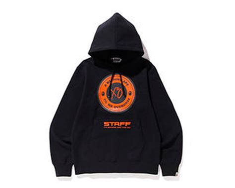 Pre Owned Bape X Xo Asia Staff Busy Works Pullover Hoodie Blackorange