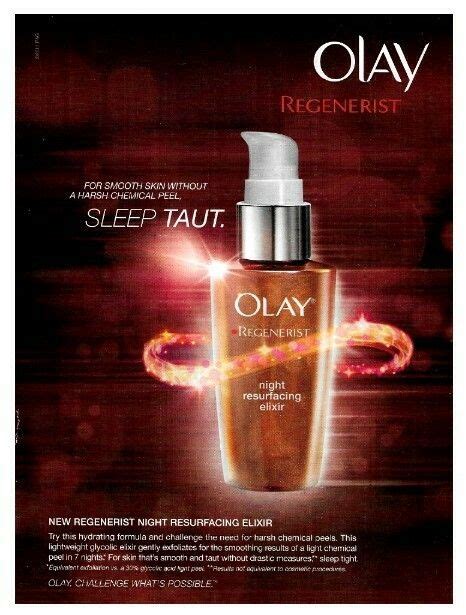 Olay Regenerist Night Resurfacing Elixir Magazine Ad April 2011