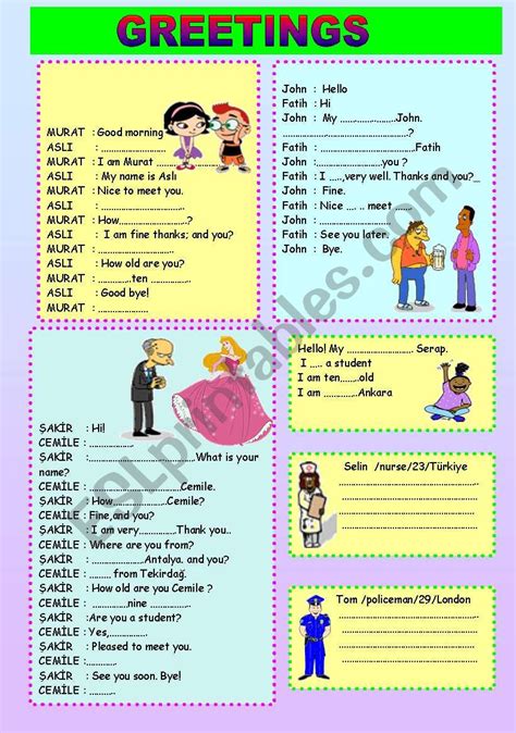 Greeting And Introduction Worksheet English For Students English