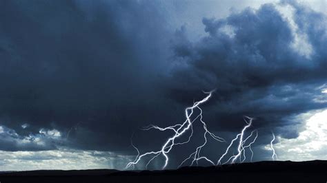 Lightning Storm Rain Clouds Sky Nature Thunderstorm