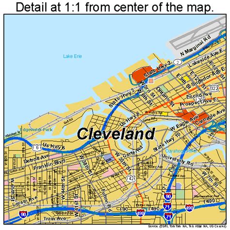 Cleveland Ohio Street And Road Map Oh Atlas Poster Print Ebay