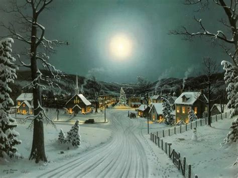 Full Moon At Xmas Christmas Landscapes