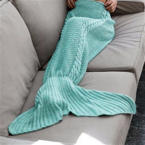 Knitted Mermaid Tail Blanket Adults And Kids Sizes Knitted Mermaid
