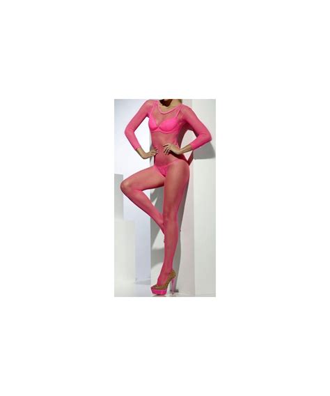 Adult Neon Pink Body Stocking Costume Halloween Costume Sexy Lingerie