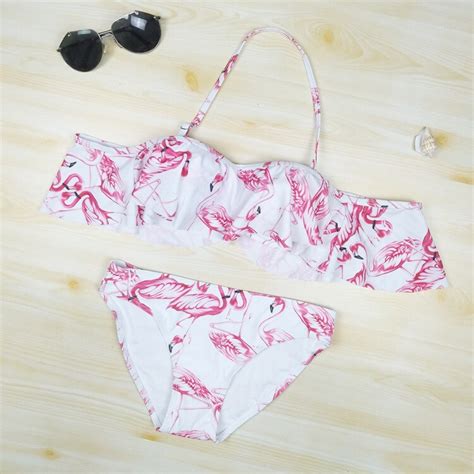 2018 New Sexy Bikini Split Swimsuit Flamingo Lotus Leaf Swimwear Europe