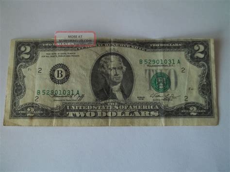 1976 Us 2 Two Dollar Erroroff Cut Circulated Bill
