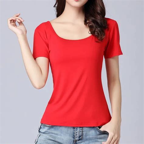 Buy New 2018 Summer T Shirt Women Red T Shirts For Women Short Sleeve Solid