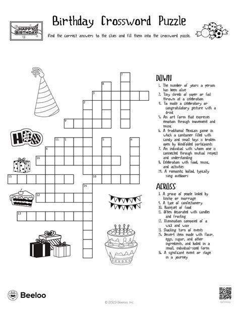 Birthday Crossword Puzzle • Beeloo Printable Crafts And Activities For Kids