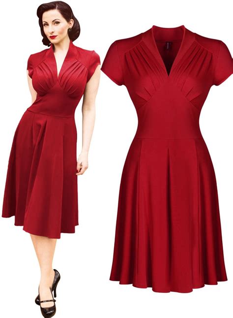 Free Shipping Womens Vintage Style Retro 1940s Shirtwaist Flared
