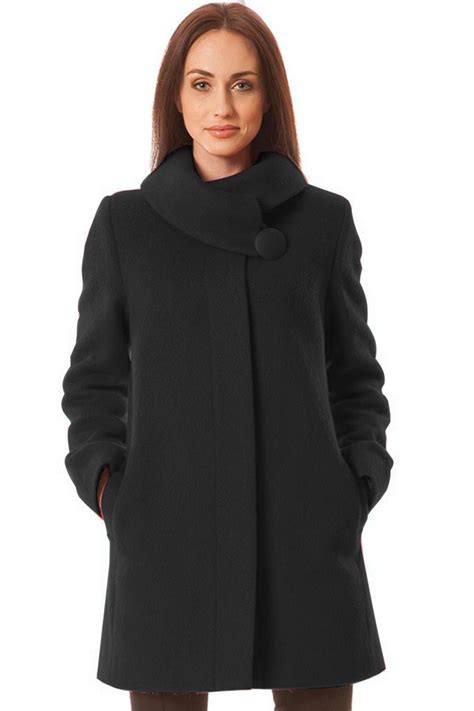 Płaszcz damski z wełny model Wanda kolor czarny