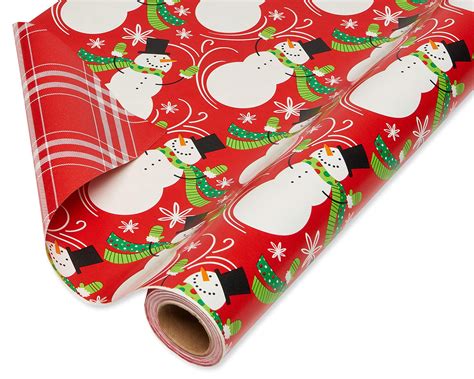 buy american greetings 175 sq ft reversible christmas wrapping paper plaid snowman 1 jumbo