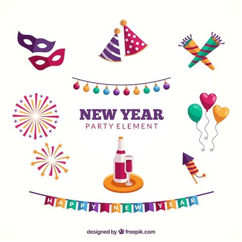 Free Vector Set Of New Year Party Elements