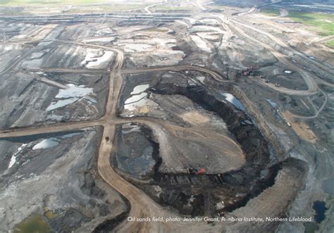 Aerial View Of An Oil Sands Field Bitumen Mine In Alberta Canada