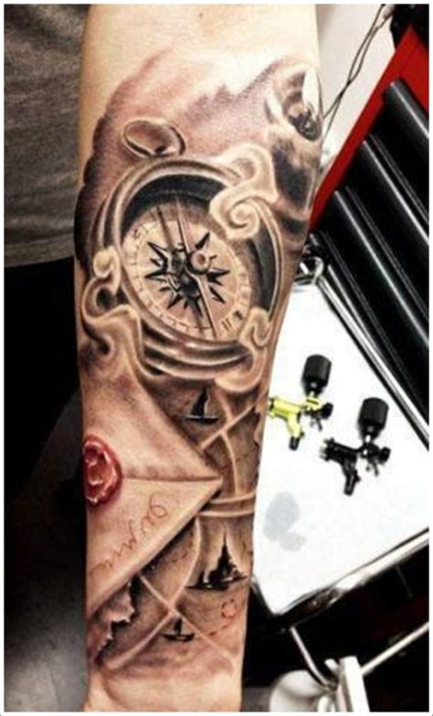 Get Awesome Compass Tattoo Designs 11