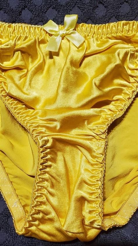 silk double gusset 9 2xl sunflower yellow satin string bikini panty sissy ebay