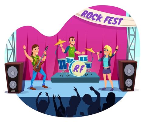 Premium Vector Informative Banner Club Show Rock Fest Cartoon