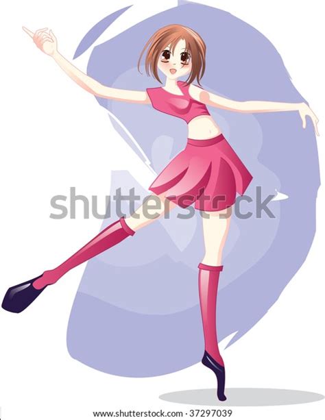 Cute Anime Girl Ballet Dancing Pink Stock Vector Royalty Free 37297039