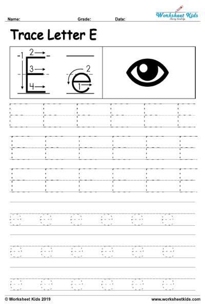 Tracing Letter E Worksheets
