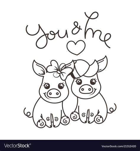 Cute Cartoon Baby Pigs In Love Royalty Free Vector Image