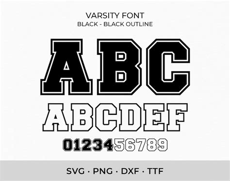 Varsity Font Svg Ttf Black College Font Svg Sports Font Svg School