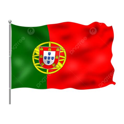 Portugal Flag Flying On Pole Portugal Flag Fluttering Flag Png