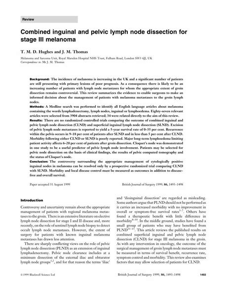 Pdf Combined Inguinal And Pelvic Lymph Node Dissection For Stage Iii