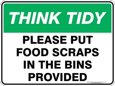 Please Put Food Scraps In The Bins Provided Australian Safety Signs