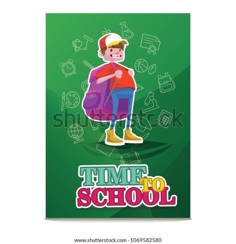 Boy Go Back School Poster Stock Vector Royalty Free 1069582580