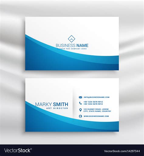 Blue Wave Business Card Template Royalty Free Vector Image