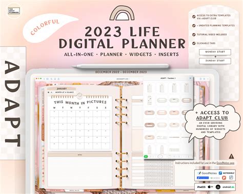 2023 Adapt Life Digital Planner Colorful Dated Etsy Uk