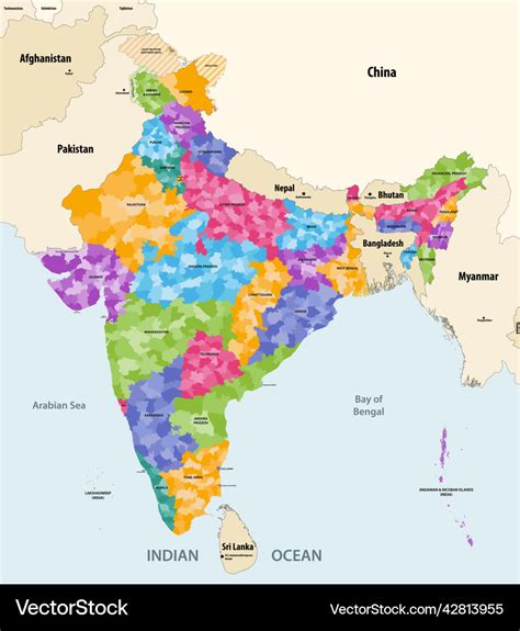 Map Of India With Neighbouring Countries Vector Image