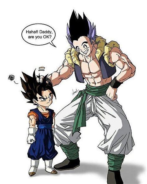 Adult Gotenks And Kid Vegito Credit Artist Please Give Credit If